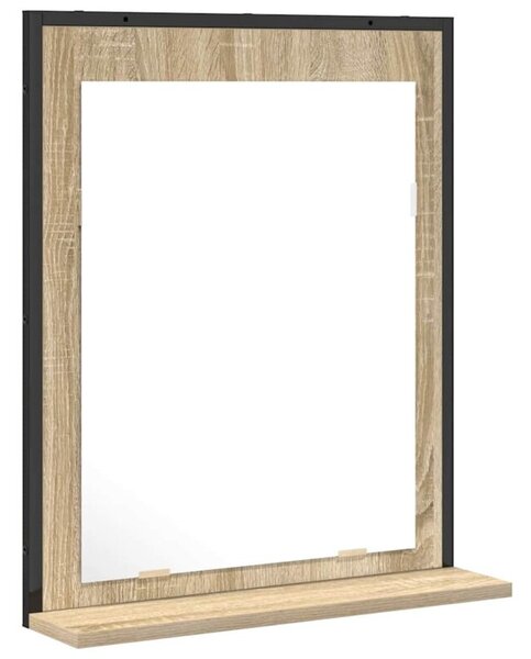 Lustro łazienkowe z półką z lustrem czarny 50 x 12 x 60 cm
