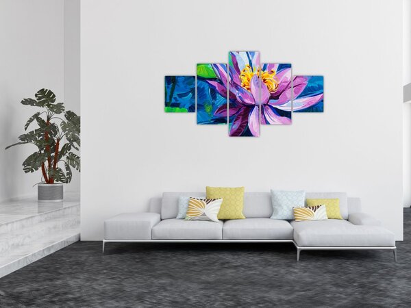 Obraz lilii wodnej na wodzie (125x70 cm)