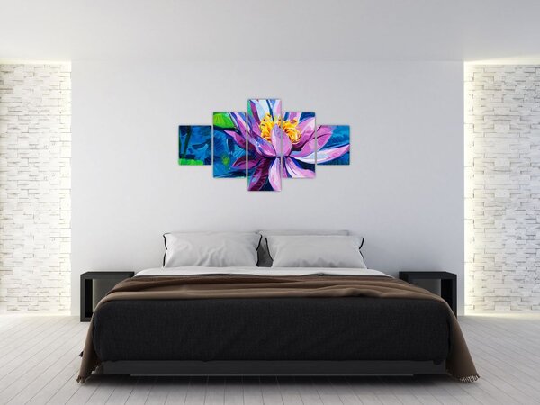 Obraz lilii wodnej na wodzie (125x70 cm)
