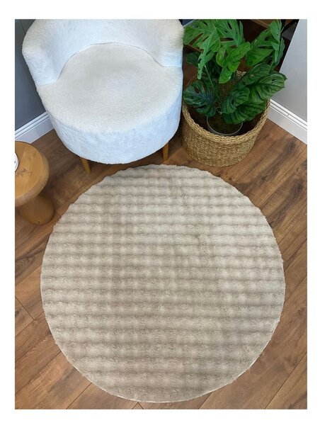 Beżowy okrągły dywan odpowiedni do prania ø 120 cm Bubbly – Oyo Concept