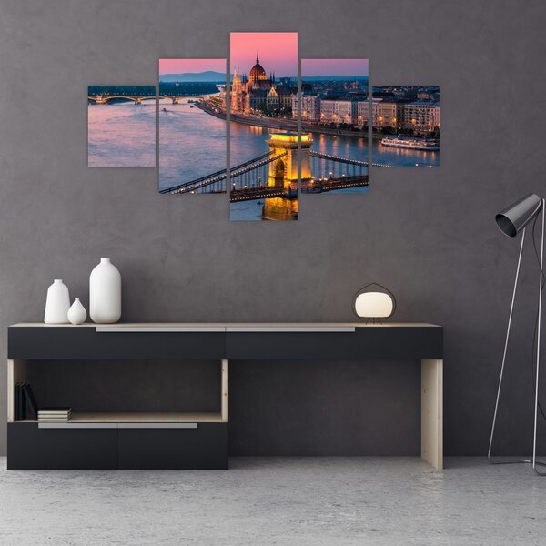Obraz - Panorama miasta, Budapeszt, Węgry (125x70 cm)