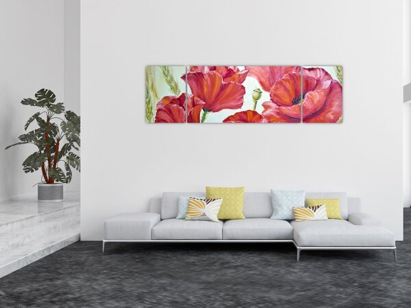 Obraz - Kwiaty maku (170x50 cm)