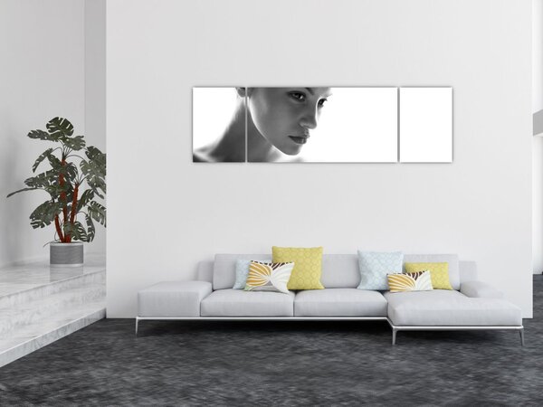 Obraz - czarno - biały portret kobiety (170x50 cm)