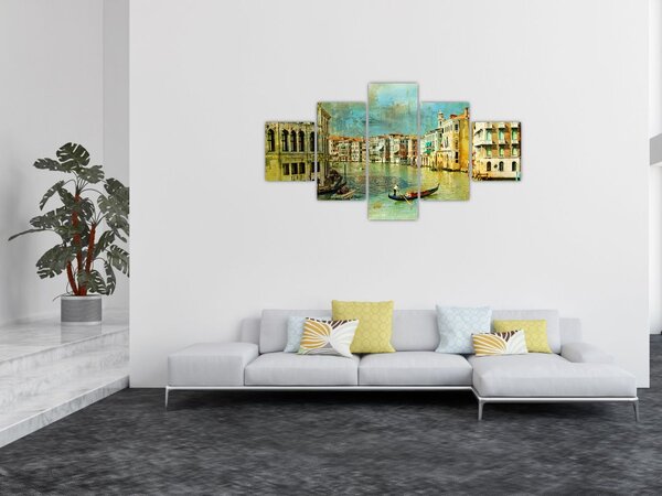 Obraz - Kanał wenecki i gondole (125x70 cm)