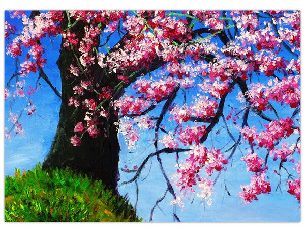 Obraz malowanego kwiatu wiśni (70x50 cm)