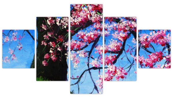 Obraz malowanego kwiatu wiśni (125x70 cm)