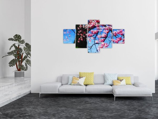 Obraz malowanego kwiatu wiśni (125x70 cm)
