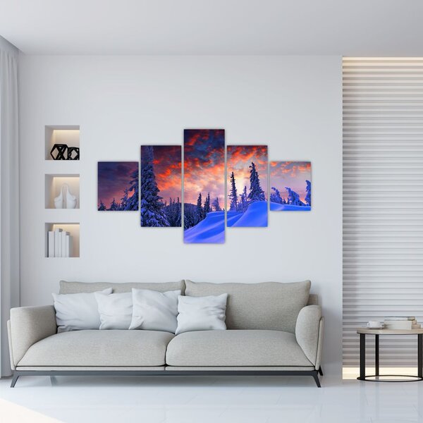Obraz - Zimowy zmierzch (125x70 cm)