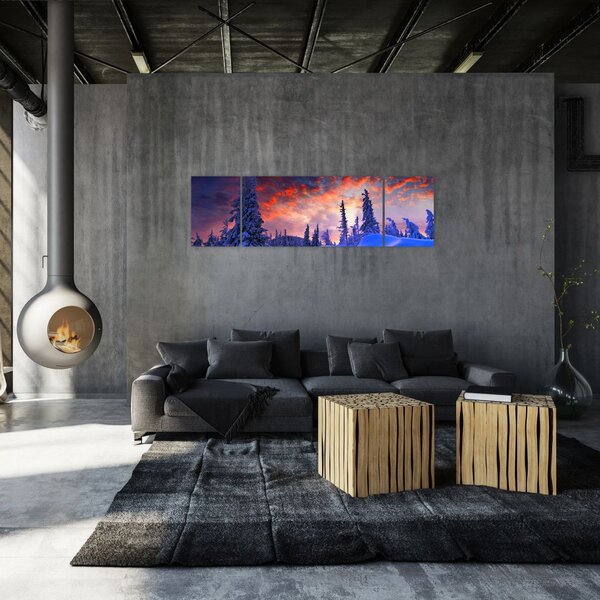 Obraz - Zimowy zmierzch (170x50 cm)