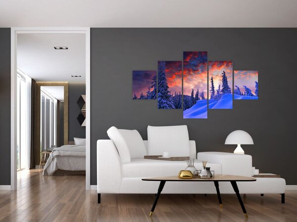 Obraz - Zimowy zmierzch (125x70 cm)