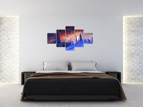 Obraz - Zimowy zmierzch (125x70 cm)