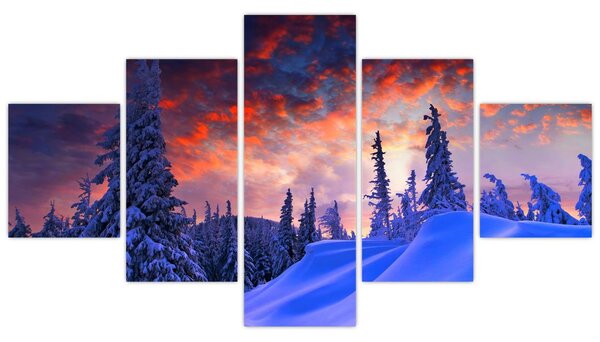 Obraz - Zimowy zmierzch (125x70 cm)