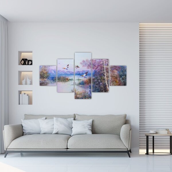 Obraz - Idzie jesień, obraz olejny (125x70 cm)