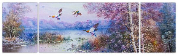 Obraz - Idzie jesień, obraz olejny (170x50 cm)