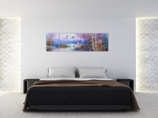 Obraz - Idzie jesień, obraz olejny (170x50 cm)