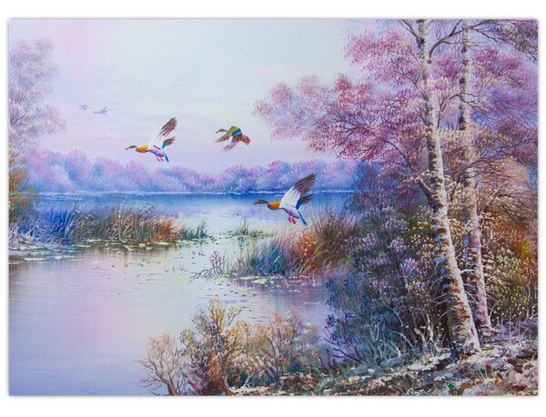 Obraz - Idzie jesień, obraz olejny (70x50 cm)