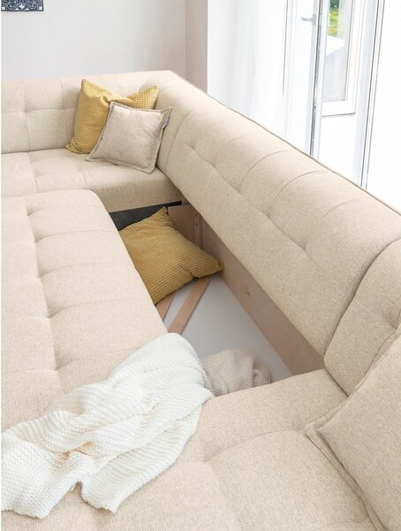 Beżowa rozkładana sofa w kształcie litery "U" Miuform Dazzling Daisy, lewostronna