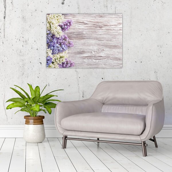 Obraz bzu na drewnie (70x50 cm)