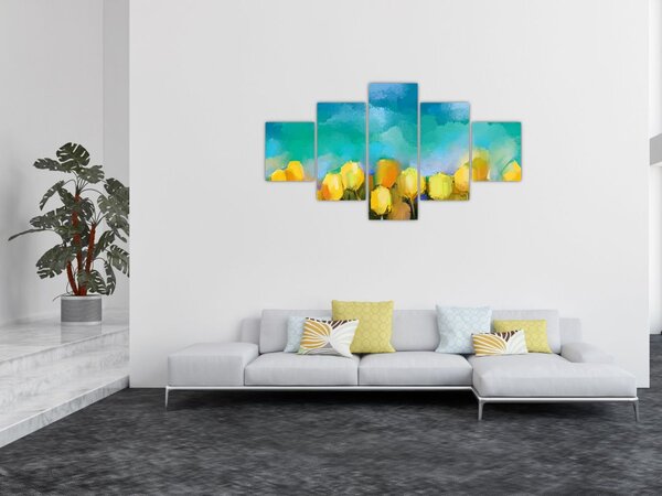 Obraz żółtych tulipanów (125x70 cm)