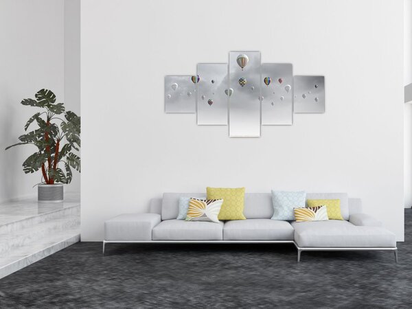 Obraz - Balony nad ceglaną ścianą (125x70 cm)