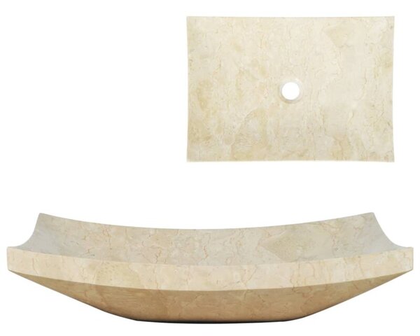 Umywalka, 50 x 35 x 12 cm, marmurowa, kremowa