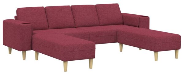 Nowoczesna sofa z ottomanem w kolorze czerwonego wina, 4-osobowa, tapicerka z poliestru, ergonomiczne podÅokietniki