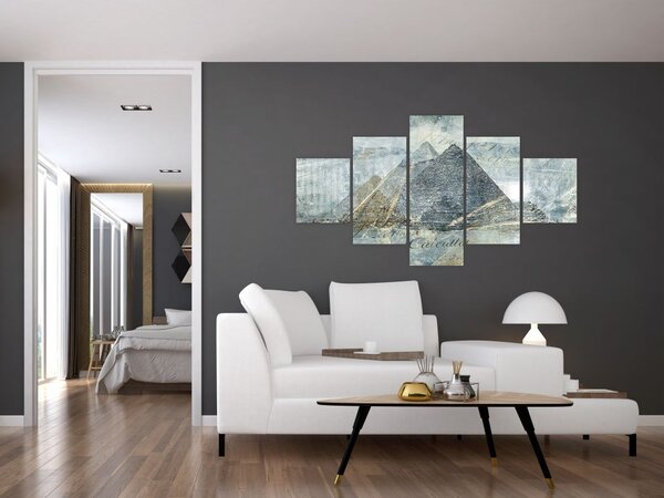 Obraz - Piramidy w niebieskim filtrze (125x70 cm)
