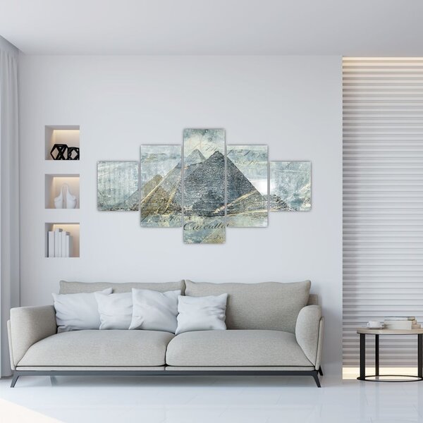 Obraz - Piramidy w niebieskim filtrze (125x70 cm)