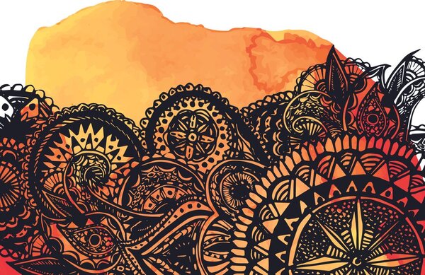 Tapeta Mandala pomarańczowa akwarela