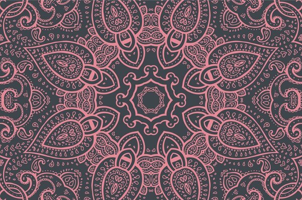 Tapeta Mandala z indyjskim akcentem w kolorze różowym