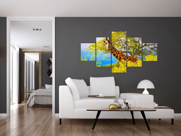 Obraz żyrafy w Afryce (125x70 cm)