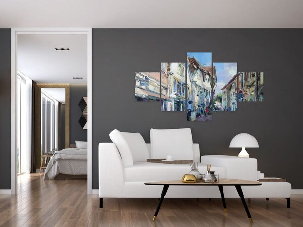 Obraz - Aleja starego miasta, malarstwo akrylowe (125x70 cm)