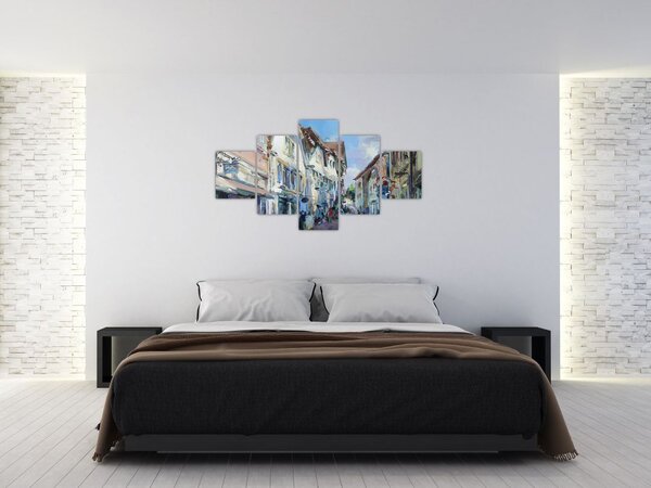 Obraz - Aleja starego miasta, malarstwo akrylowe (125x70 cm)