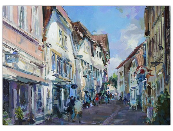 Obraz - Aleja starego miasta, malarstwo akrylowe (70x50 cm)