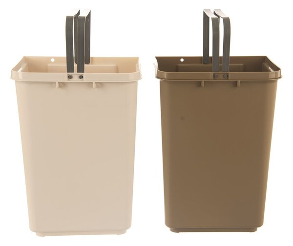 Biało-beżowy plastikowy kosz na śmieci do segregacji odpadów 2x20 l Duo Dust – Orion