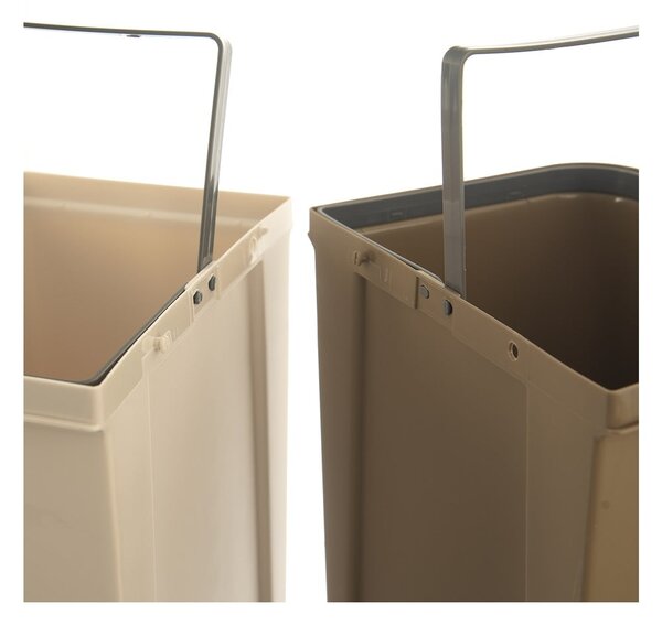 Biało-beżowy plastikowy kosz na śmieci do segregacji odpadów 2x20 l Duo Dust – Orion
