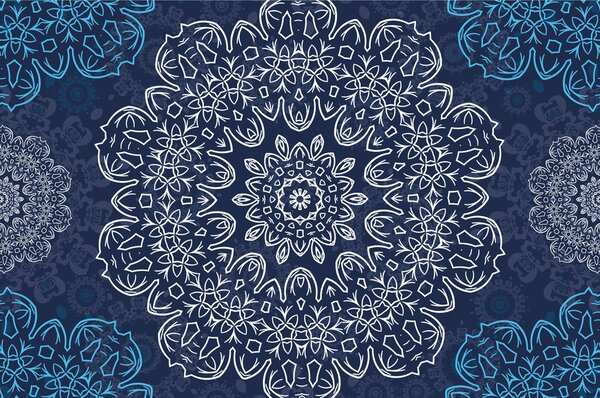 Tapeta niebieska mandala z abstrakcyjnym wzorem