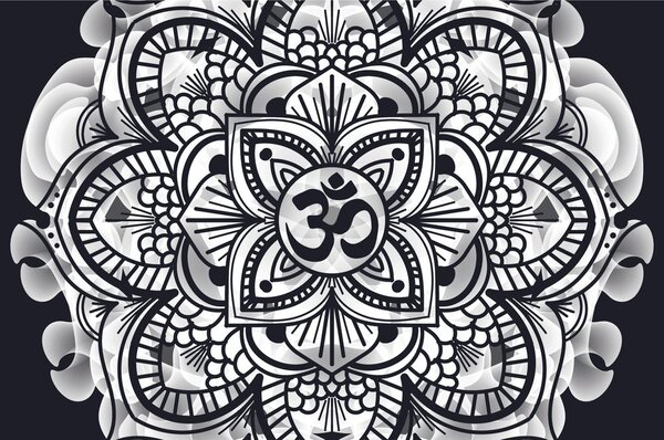 Tapeta Mandala zdrowia w czarno-białym stylu