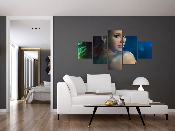 Obraz - Spojrzenie młodej kobiety (125x70 cm)