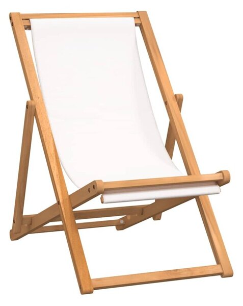 Leżak, drewno tekowe, 56 x 105 x 96 cm, kremowy