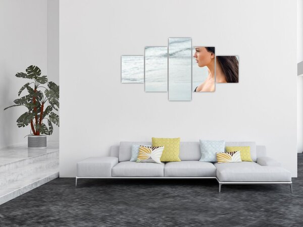 Obraz kobiety na plaży (125x70 cm)