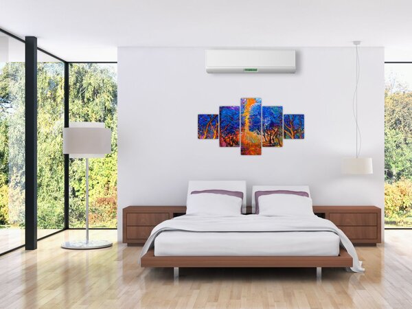 Obraz - Jesienne korony drzew, nowoczesny impresjonizm (125x70 cm)