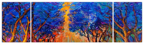 Obraz - Jesienne korony drzew, nowoczesny impresjonizm (170x50 cm)