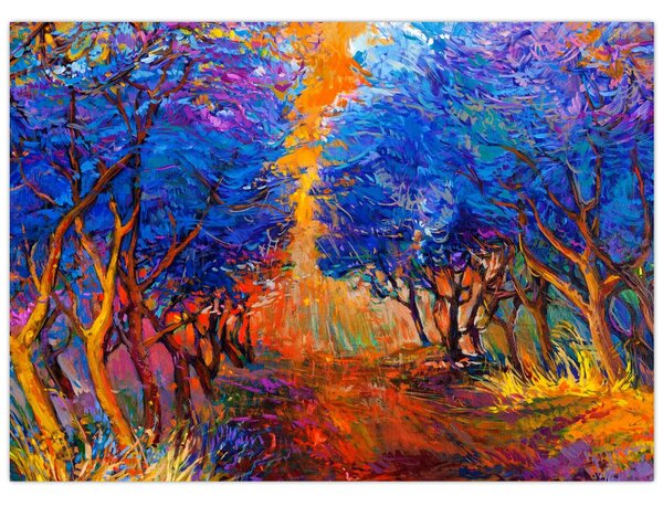 Obraz - Jesienne korony drzew, nowoczesny impresjonizm (70x50 cm)