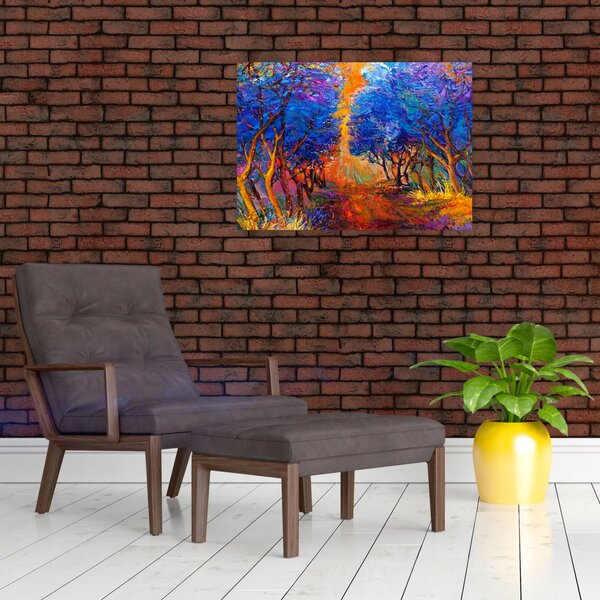 Obraz - Jesienne korony drzew, nowoczesny impresjonizm (70x50 cm)