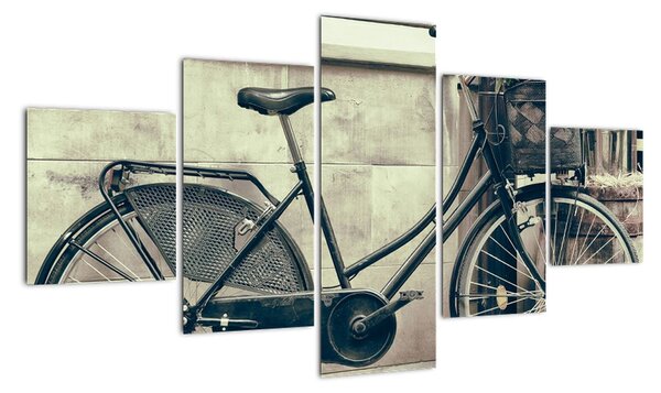 Obraz - Vintage rower z kwiatami (125x70 cm)