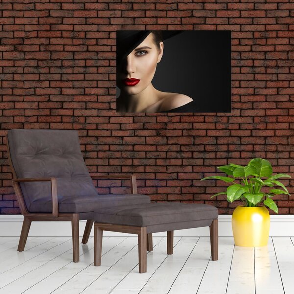 Obraz - Portret kobiety w kapeluszu (70x50 cm)