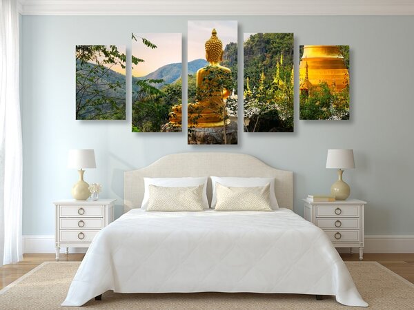 5-częściowy obraz widok na złotego Buddę