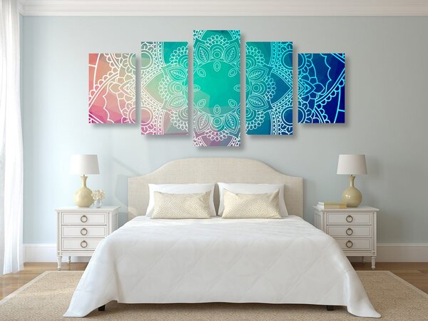 5-częściowy obraz pastelowa Mandala
