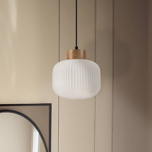Lampa wisząca szklana Harmony Lamkur, możliwość ściemniania, biały / opal, salon / jadalnia, szkło, skandynawski